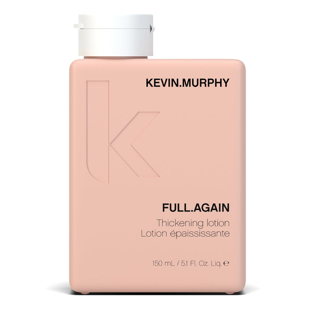 KEVIN.MURPHY FULL.AGAIN bottle close-up showing the thickening formula for fine hair