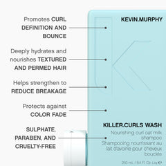 KEVIN.MURPHY KILLER.CURLS WASH oat milk ingredient indicating cuticle nourishment and moisture balance