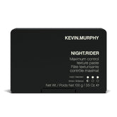 KEVIN.MURPHY NIGHT.RIDER bottle close-up highlighting strong moulding paste for all hair types.