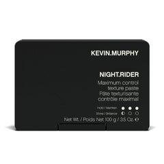 KEVIN.MURPHY NIGHT.RIDER bottle close-up highlighting strong moulding paste for all hair types.