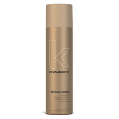 KEVIN.MURPHY Session Strong Hold Spray bottle close-up showing weightless, long-lasting hold.