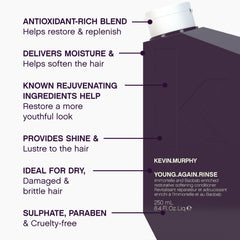 Ingredients visual featuring baobab oil and orchid extract in Young.Again.RINSE