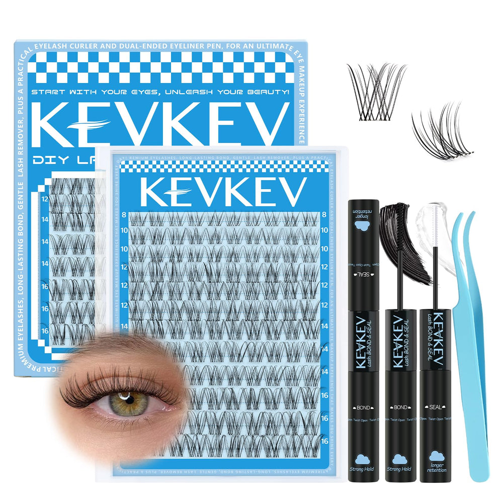 KevKev Wispy Lash Clusters Venus, invisible thin band for natural look and comfortable wear.