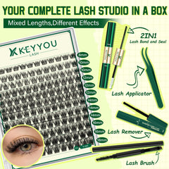 KEYYOU Bond and Lock adhesive bottle ready for quick lash adhesion.