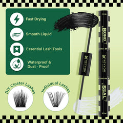 KEYYOU lash bond end in action to quickly secure lashes with precise adhesion.
