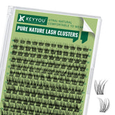 KEYYOU lash clusters in a tray with D curl for natural, all-day wear.