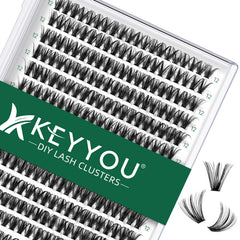 KEYYOU lash clusters 300pc tray with varying lengths for DIY extensions