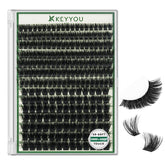 KEYYOU LASH clusters 3D effect close-up showing natural volume and soft tips.