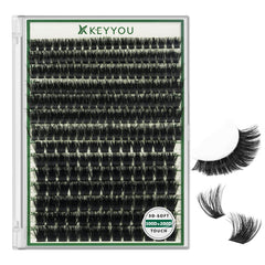 KEYYOU LASH clusters 3D effect close-up showing natural volume and soft tips.