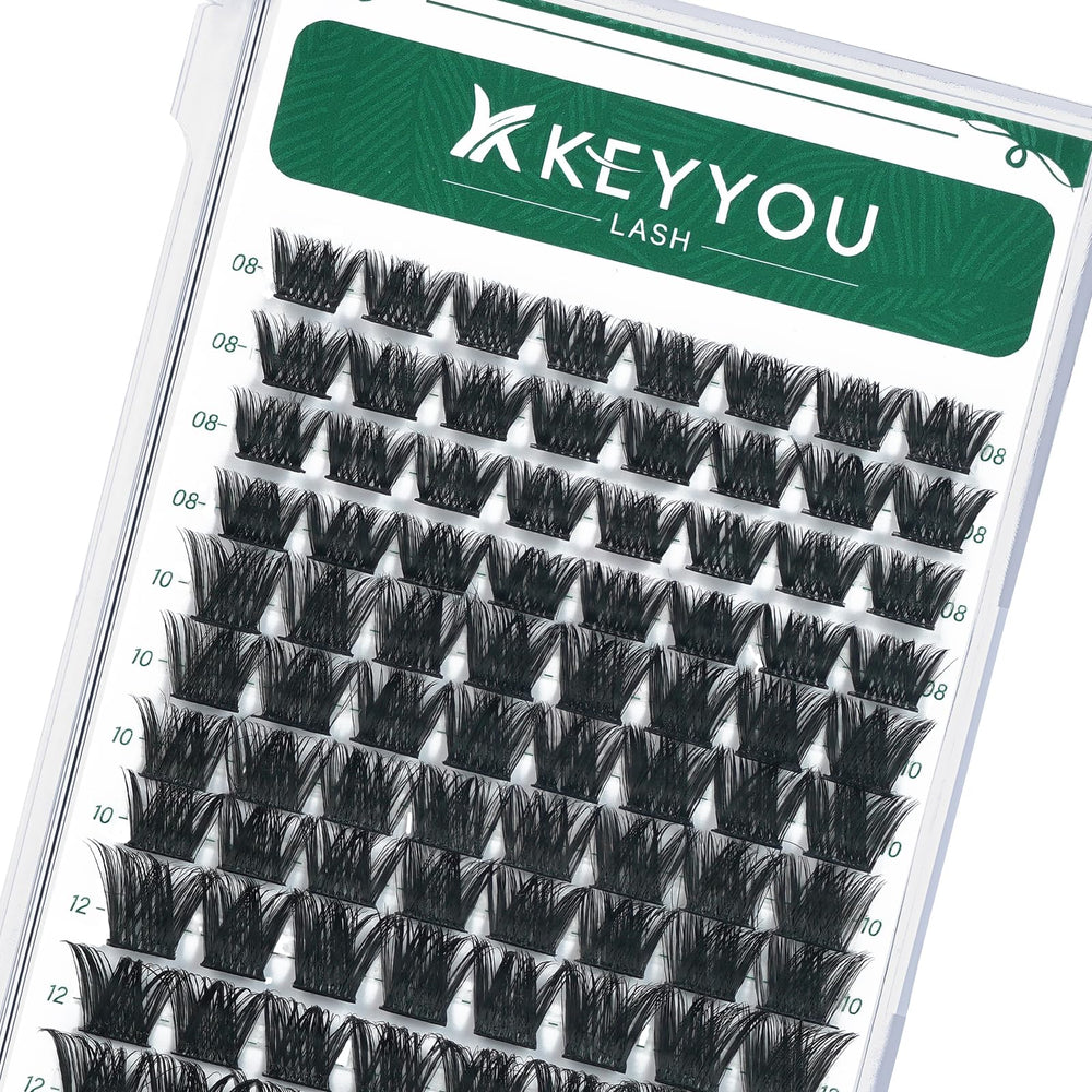 KEYYOU lash clusters 96pcs tray for quick DIY full lashes