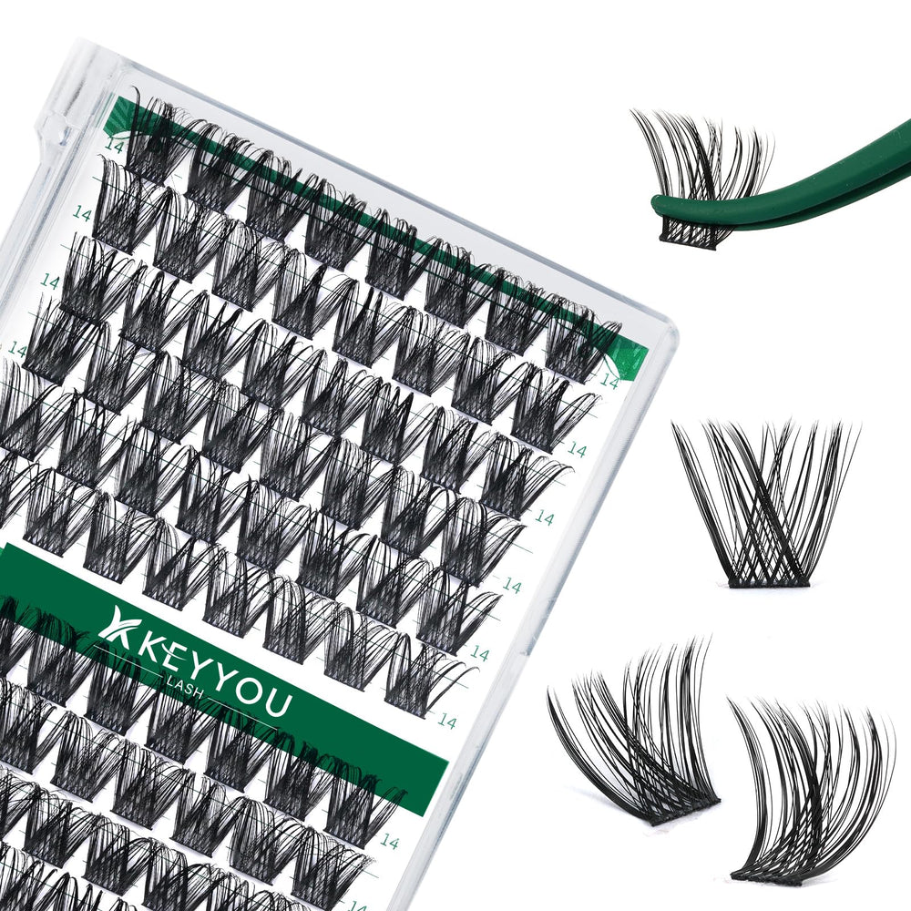 KEYYOU Lash Clusters 96pcs tray for easy at home volume