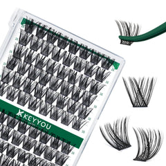 KEYYOU lash clusters 96pcs Y01 D curl 16mm for DIY extensions.