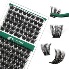 KEYYOU lash clusters 96pcs with Y02 D curl for natural volume.