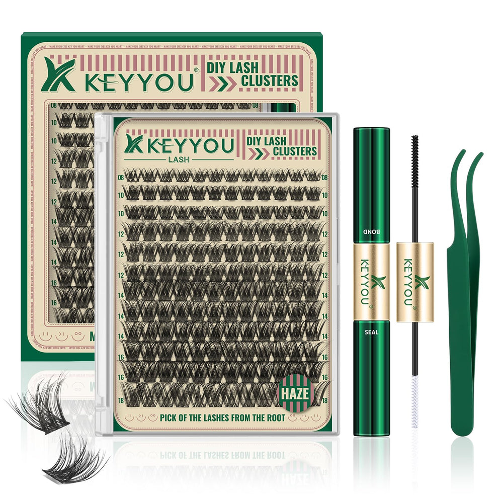KEYYOU Lash Clusters Kit 144pcs for at-home, lightweight lash styling