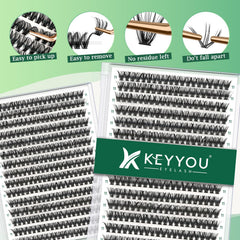 KEYYOU lash clusters natural look close-up shows believable volume
