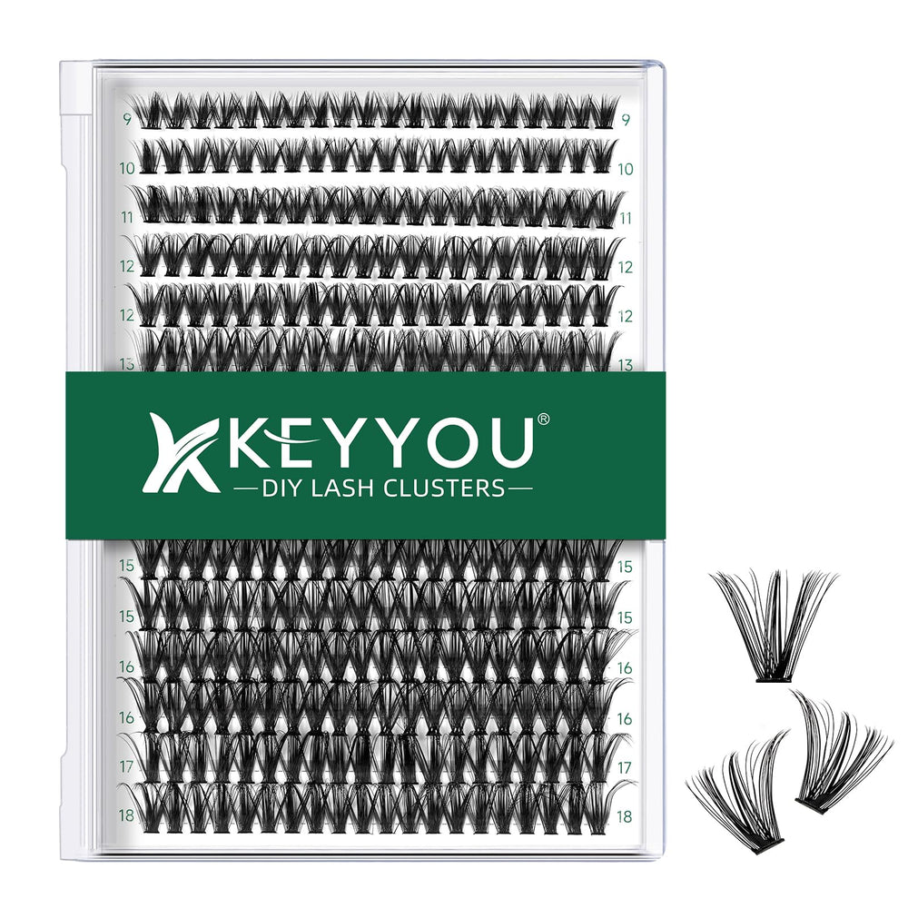 KEYYOU lash clusters tray with 300 pieces for quick at-home styling.