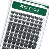 KEYYOU lash clusters tray front view highlighting the dense 96-piece set for DIY extensions