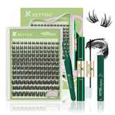 KEYYOU lash extension kit with 144 angel clusters for natural full at-home application