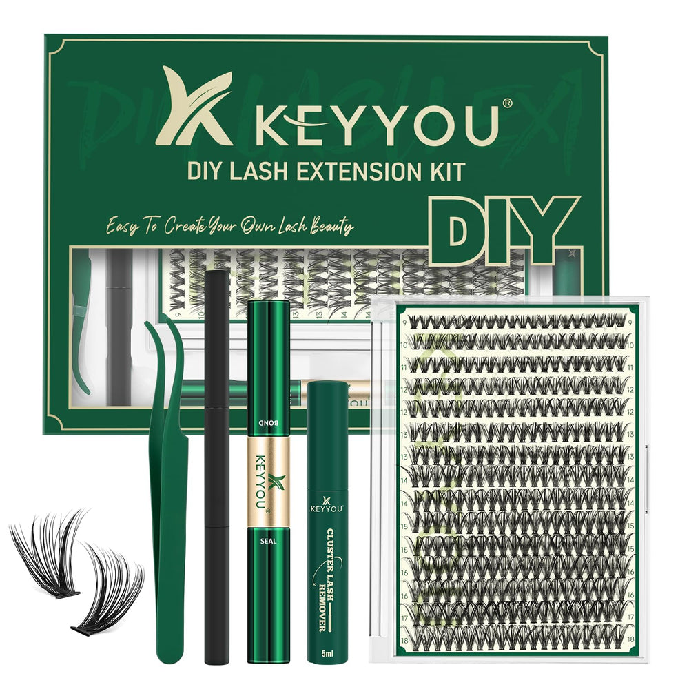 KEYYOU Lash Extension Kit front view demonstrates a compact DIY toolkit for home use.