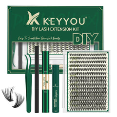 KEYYOU Lash Extension Kit front view demonstrates a compact DIY toolkit for home use.