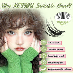 KEYYOU manga lash extensions with invisible band for wispy natural look