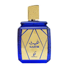 Khadlaj Gaith bottle front showcases premium design for a bold, confident impression.