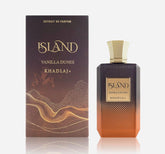 Khadlaj Island Vanilla Dunes bottle front view, vanilla-forward fragrance in focus.