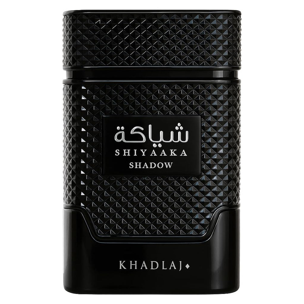Khadlaj Shiyaaka Shadow bottle and pour highlights its long-lasting spicy-woody profile.