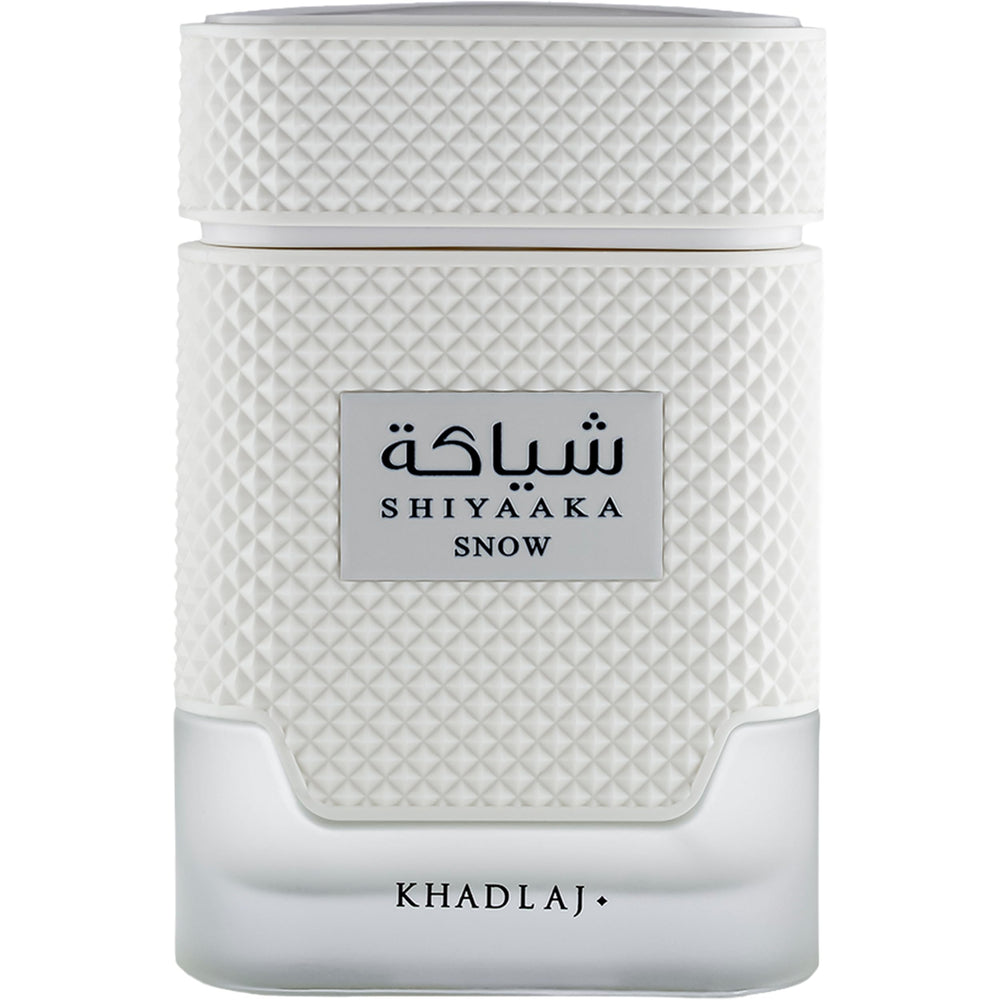 Khadlaj Shiyaaka Snow bottle top notes deliver crisp citrus for daily freshness.