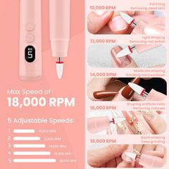 Kiaryuoll nail drill demonstrates bidirectional rotation for both hands.