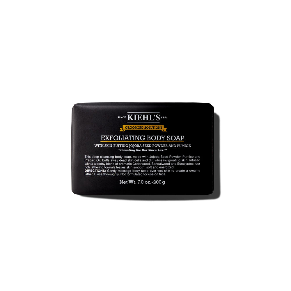 Kiehl's barra exfoliante de cuerpo con piedra pómez, suaviza e elimina impurezas.