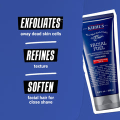 Kiehl's Facial Fuel SPF 20 box-packaging emphasizes paraben-free sulfate-free formula.