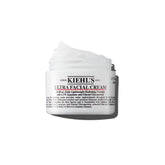 Kiehl's Ultra Facial Cream bottle closeup highlighting premium packaging and long-lasting hydration.