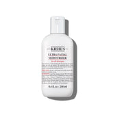 Kiehl's Ultra Facial Moisturizer bottle closeup for fragrance-free hydration.