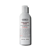 Kiehl's Ultra Facial Toner bottle close-up showing gentle hydration for all skin types.