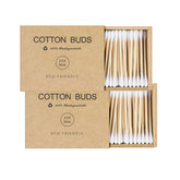 Kiemeu bamboo cotton swabs with wooden sticks, 400-count, ideal for daily ear care.