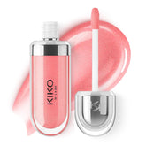 Kiko Milano 3D Hydra Lip Gloss Pink Magnolia con empaque metalizado para un look sofisticado.