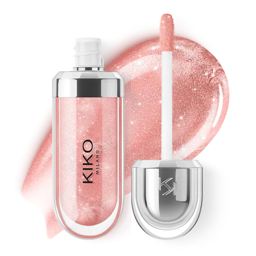 Kiko Milano 3D Hydra Brillo Labial en envase metálico, brillo duradero para labios.
