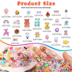 Kikonoke rainbow donut charm closeup with glitter gradients for party nails.