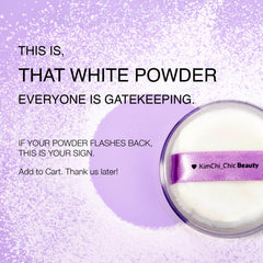 KimChiChic powder texture close-up highlights ultra-fine, breathable, velvet-smooth finish.
