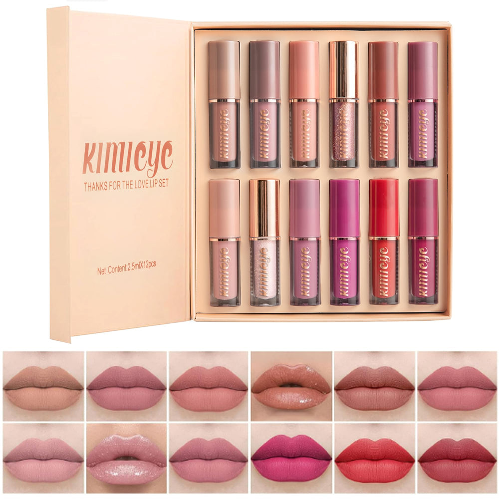 KIMIEYE 12pc velvet matte lipsticks set for all-day wear
