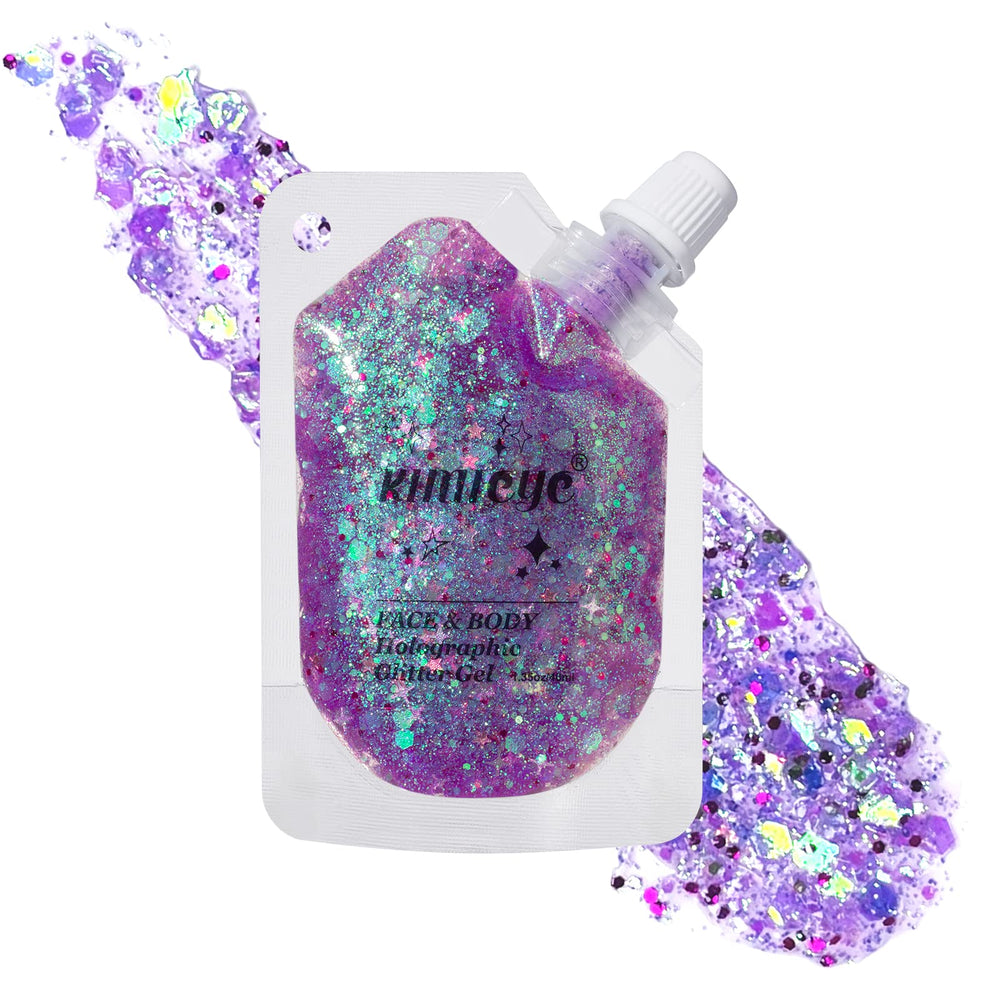 KIMIEYE gel holográfico para cara, brillo deslumbrante para fiestas y clubes nocturnos.