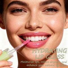 KIMIEYE Glow Lip Oil Set A swatches reveal eight shade options for versatility.