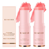 KIMUSE bálsamo-stick aplicado en la frente para hidratación rápida