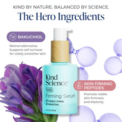 Kind Science Firming Serum texture swatch highlighting smooth, absorbent gel.