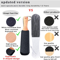 Kinepi Foot Scrubber beech wood handle with non-slip grip