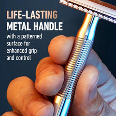 King C. Gillette blade insertion for easy blade changes.