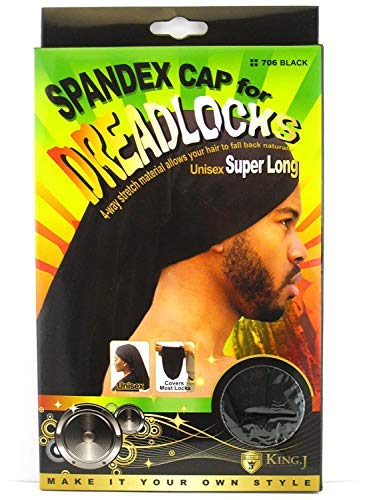King.J gorra spandex para dreadlocks, frente, soporte cómodo para cabello largo.