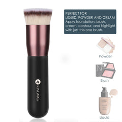 KINGMAS flat top foundation brush provides streak-free finish on formulas.