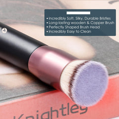 KINGMAS flat top foundation brush wooden handle for comfortable, controlled makeup.